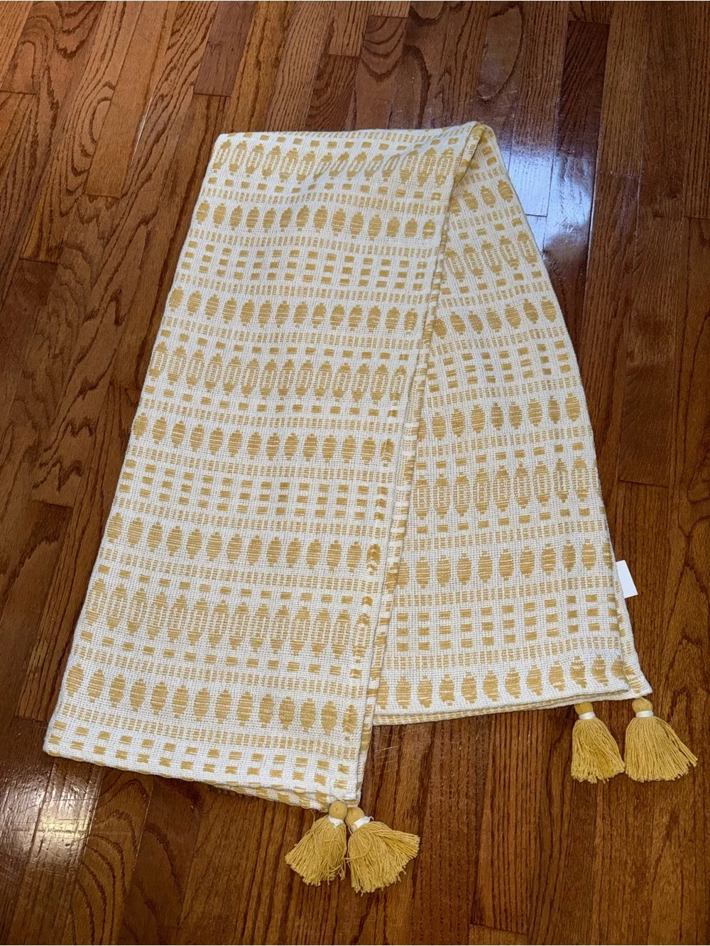 Celerie Kemble Beige & Mustard Yellow Knit Throw Blanket